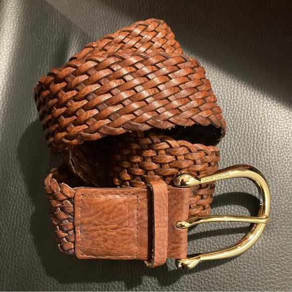 MICHAEL MICHAEL KORS SZ  M Braided Gold Toned Horseshoe Buckle Leather Belt - Picture 7 of 8